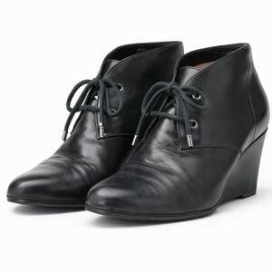 Cole Haan Black Leather Wedge Lace Up Ankle Booties Women’s 10B